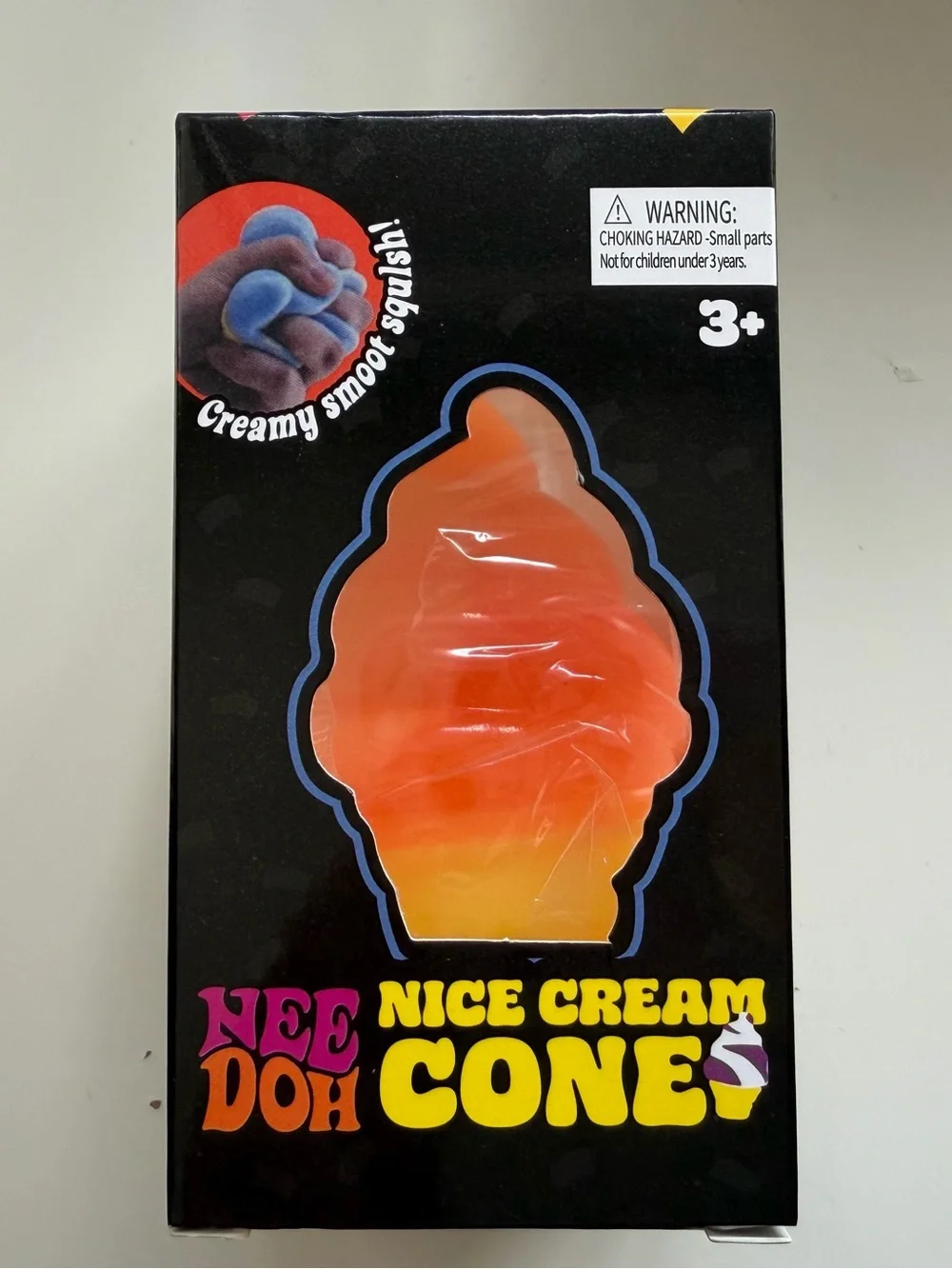 Nice Cream Cone NeeDoh Squishy Toy - Orange & Yellow